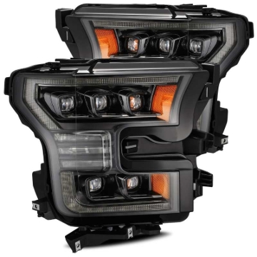 Picture of AlphaRex 17-20 Ford Raptor NOVA LED Proj Headlights Plank Style Alpha Black w/Activ Light/Seq Signal