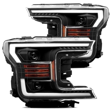 Picture of AlphaRex 18-19 Ford F-150 PRO-Series Proj Headlights Plank Style Matte Blk w/Activ Light/Seq Signal