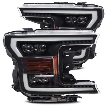 Picture of AlphaRex 18-19 Ford F-150 NOVA LED Proj Headlights Plank Style Matte Black w/Activ Light/Seq Signal