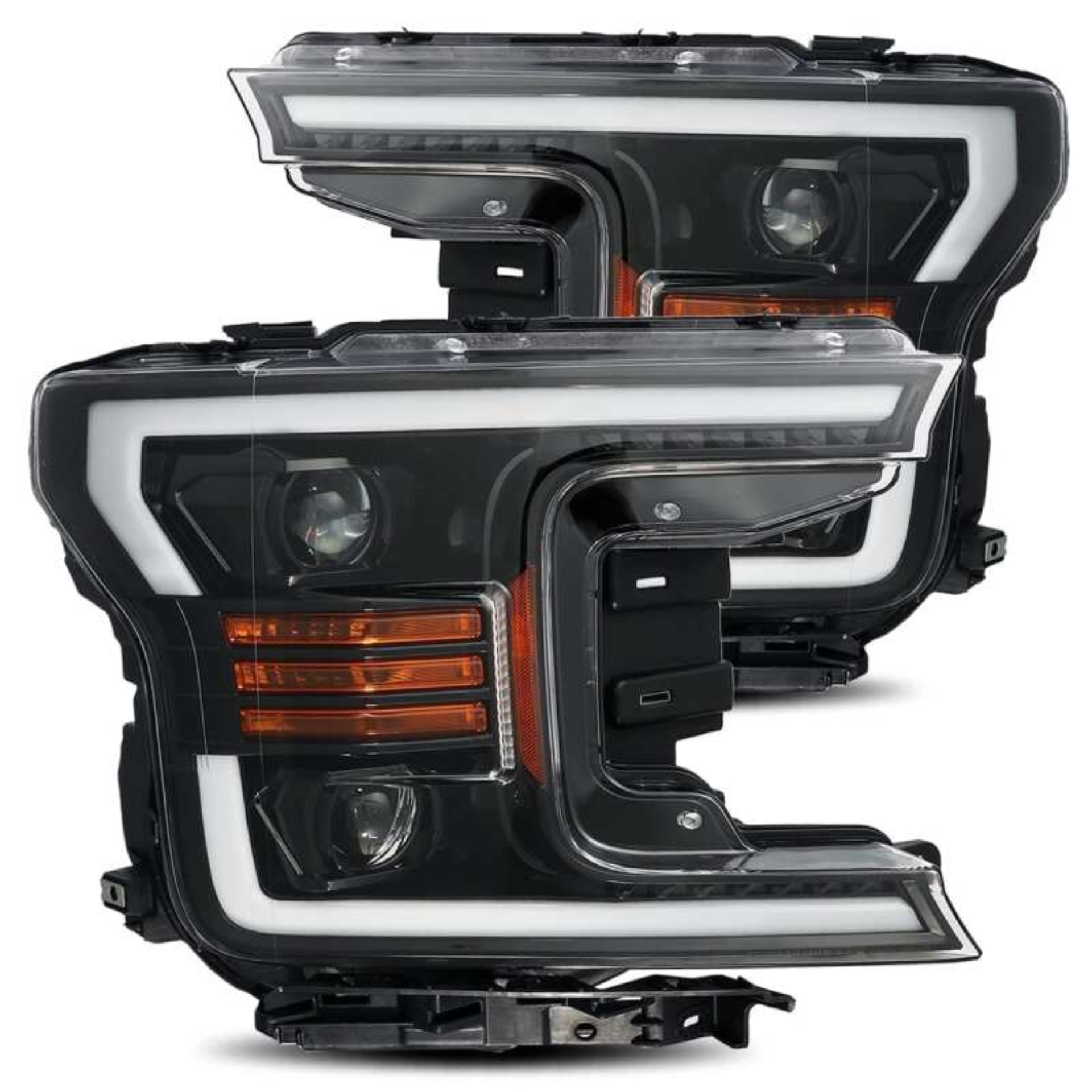 Picture of AlphaRex 18-19 Ford F-150 PRO-Series Proj Headlights Plank Style Gloss Blk w/Activ Light/Seq Signal