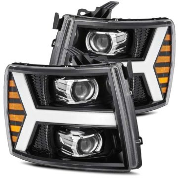 Picture of AlphaRex 07-13 Chevy 1500HD PRO-Series Proj Headlight Plank Style Gloss Blk w/Activ Light/Seq Signal