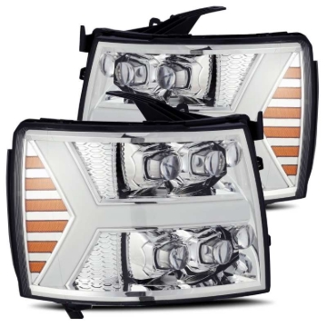 Picture of AlphaRex 07-13 Chevy 1500HD NOVA LED Proj Headlights Plank Style Chrm w/Activ Light/Seq Signal