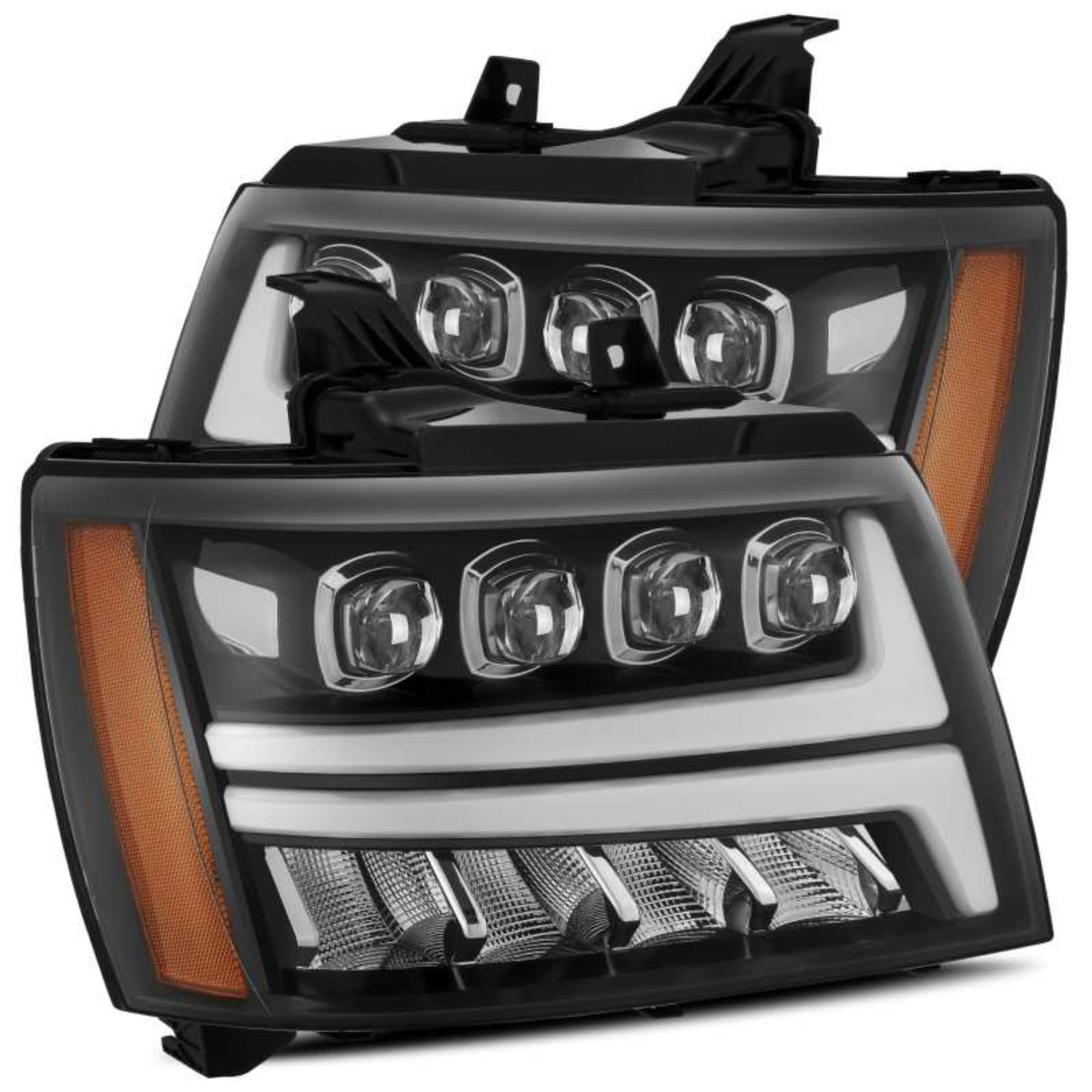 Picture of AlphaRex 07-13 Chevy Avalanche NOVA LED Proj Headlights Plank Style Gloss Black w/Activ Light/DRL
