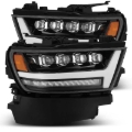 Picture of AlphaRex 19-20 Ram 1500HD NOVA LED Proj Headlights Plank Style Gloss Blk w/Activ Lght/Seq Signal/DRL