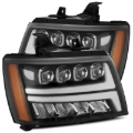 Picture of AlphaRex 07-13 Chevy Avalanche NOVA LED Proj Headlights Plank Style Gloss Black w/Activ Light/DRL
