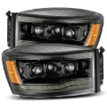 Picture of AlphaRex 06-08 Dodge Ram 1500HD LUXX LED Projector Headlights Plank Style Alpha Blk w/Seq Signal/DRL