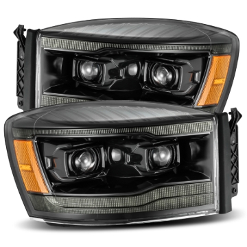 Picture of AlphaRex 06-08 Dodge Ram 1500HD LUXX LED Projector Headlights Plank Style Alpha Blk w/Seq Signal/DRL