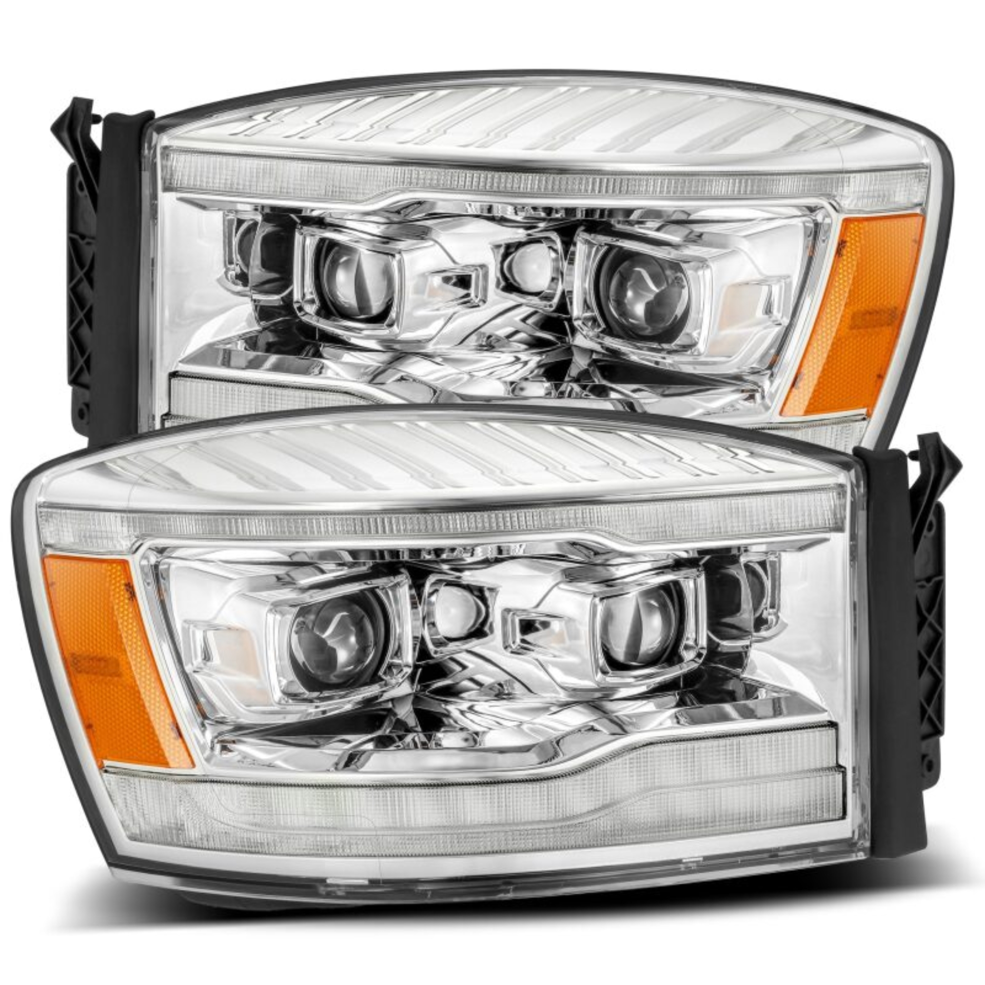 Picture of AlphaRex 06-08 Dodge Ram 1500HD LUXX LED Projector Headlights Plank Style Chrome w/Seq Signal/DRL