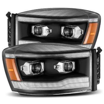 Picture of AlphaRex 06-08 Dodge Ram 1500HD LUXX LED Projector Headlights Plank Style Black w/Seq Signal/DRL