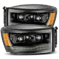 Picture of AlphaRex 06-08 Dodge Ram 1500HD PRO-Series Proj Headlights Plank Style Alpha Black w/Seq Signal/DRL