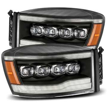 Picture of AlphaRex 06-08 Dodge Ram 1500HD NOVA LED ProjHeadlights Plank Style Blk w/Seq Signal/DRL/Amber LED