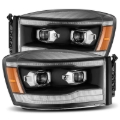 Picture of AlphaRex 06-08 Dodge Ram 1500HD PRO-Series Projector Headlights Plank Style Black w/Seq Signal/DRL