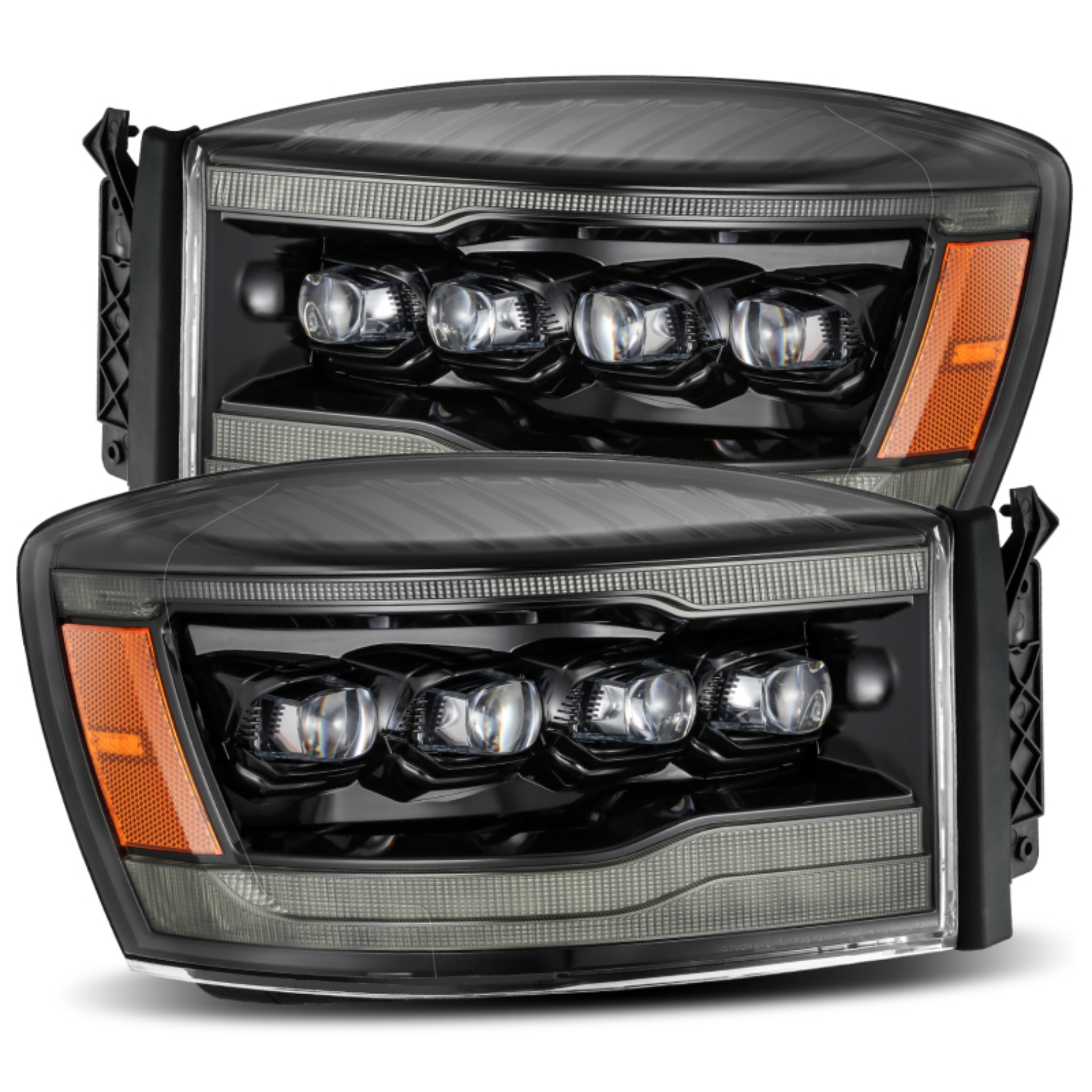 Picture of AlphaRex 06-08 Ram 1500HD NOVA LED Proj Headlights Plank Style Alpha Blk w/Seq Signal/DRL/Amber LED