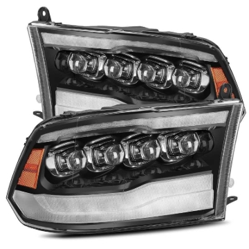 Picture of AlphaRex 09-18 Dodge Ram 1500HD NOVA LED Projector Headlights Plank Style Design Gloss Black w/DRL