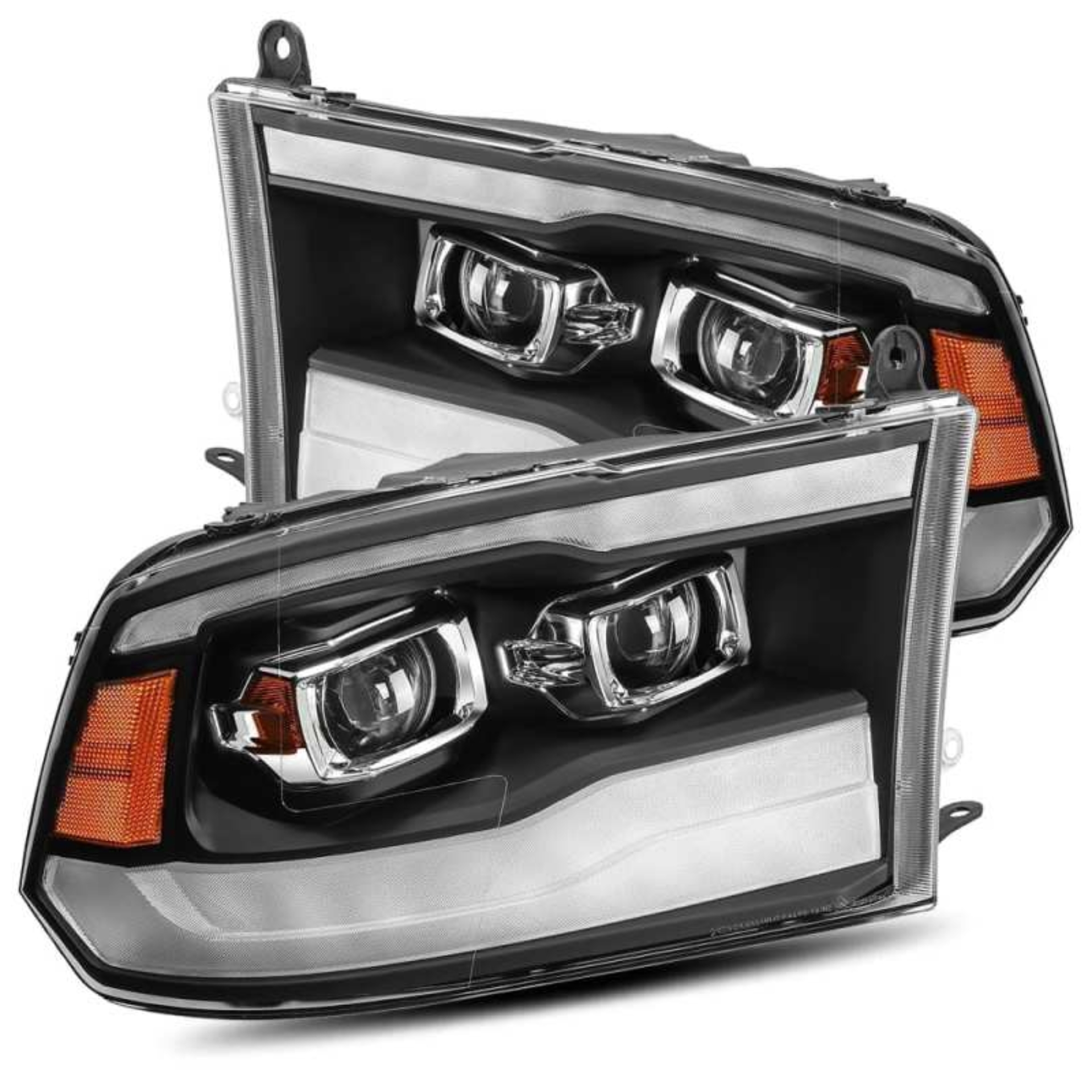 Picture of AlphaRex 09-18 Dodge Ram 1500HD PRO-Series Projector Headlights Plank Style Black w/Seq Signal/DRL