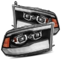 Picture of AlphaRex 09-18 Dodge Ram 1500HD PRO-Series Projector Headlights Plank Style Black w/Seq Signal/DRL