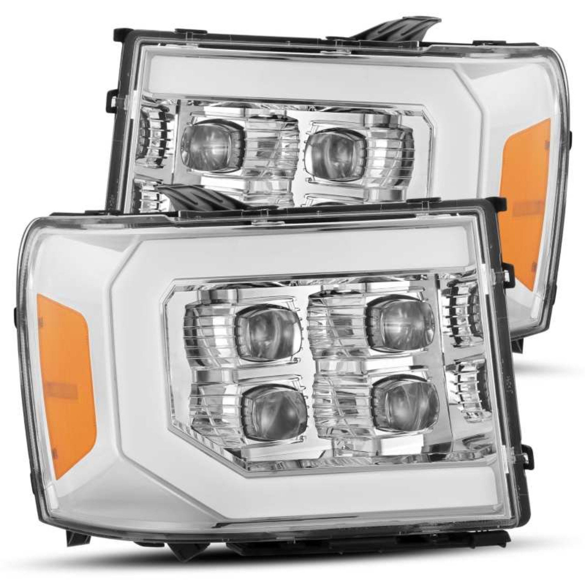Picture of AlphaRex 07-14 GMC 2500HD NOVA LED Proj Headlight Plank Style Matte Blk w/Activ Light/Seq Signal/DRL
