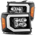 Picture of AlphaRex 07-13 GMC 1500HD NOVA LED Proj Headlight Plank Style Gloss Blk w/Activ Light/Seq Signal/DRL