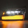 Picture of AlphaRex 09-18 Dodge Ram 1500HD NOVA LED Projector Headlights Plank Style Design Gloss Black w/DRL