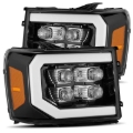 Picture of AlphaRex 07-13 GMC 1500HD NOVA LED Proj Headlights Plank - Jet Black w/Activ Light/Seq Signal/DRL