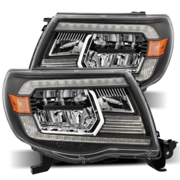 Picture of AlphaRex 05-11 Toyota Tacoma LUXX Crystal Headlights Plank Style Design Black w/Activation Light/DRL