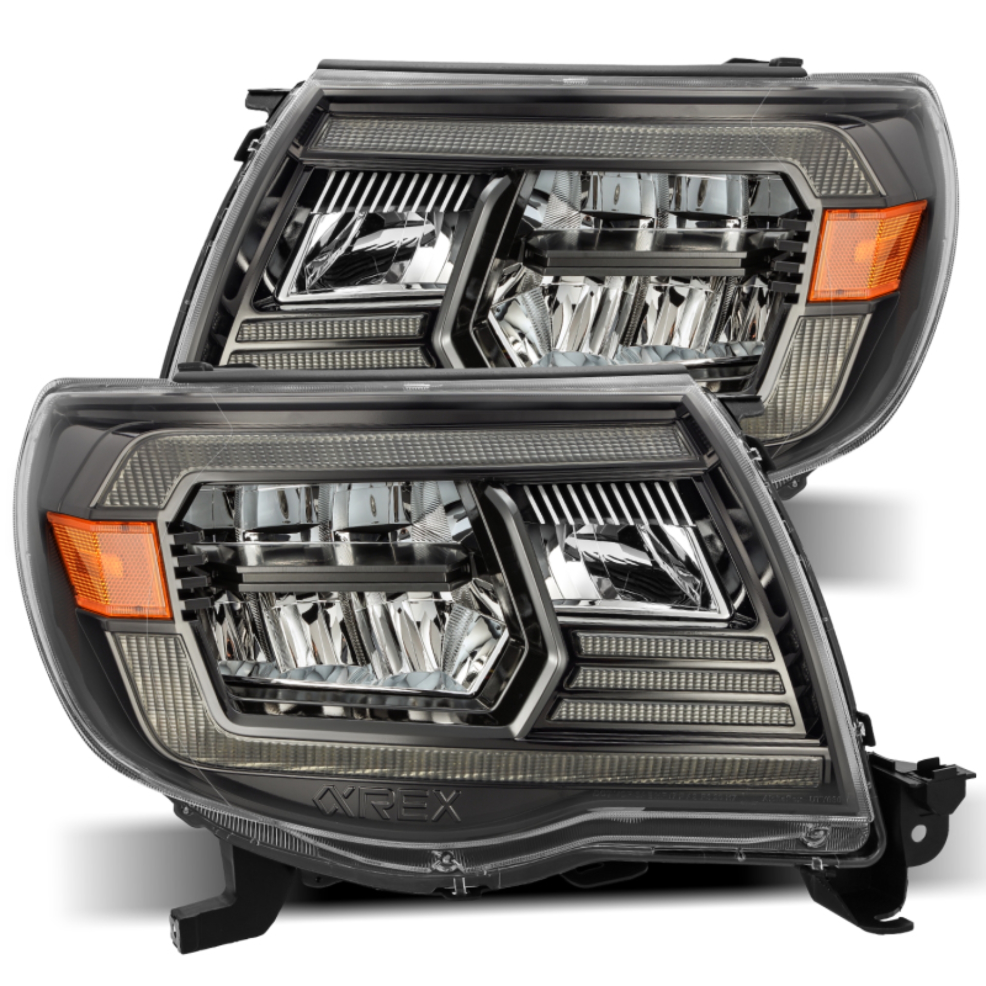 Picture of AlphaRex 05-11 Toyota Tacoma LUXX Crystal Headlights Plank Style Alpha Black w/Activation Light/DRL