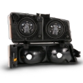 Picture of ANZO 2003-2006 Chevy Silverado Crystal Headlight w/ Signal Light Black Amber (4 pcs)