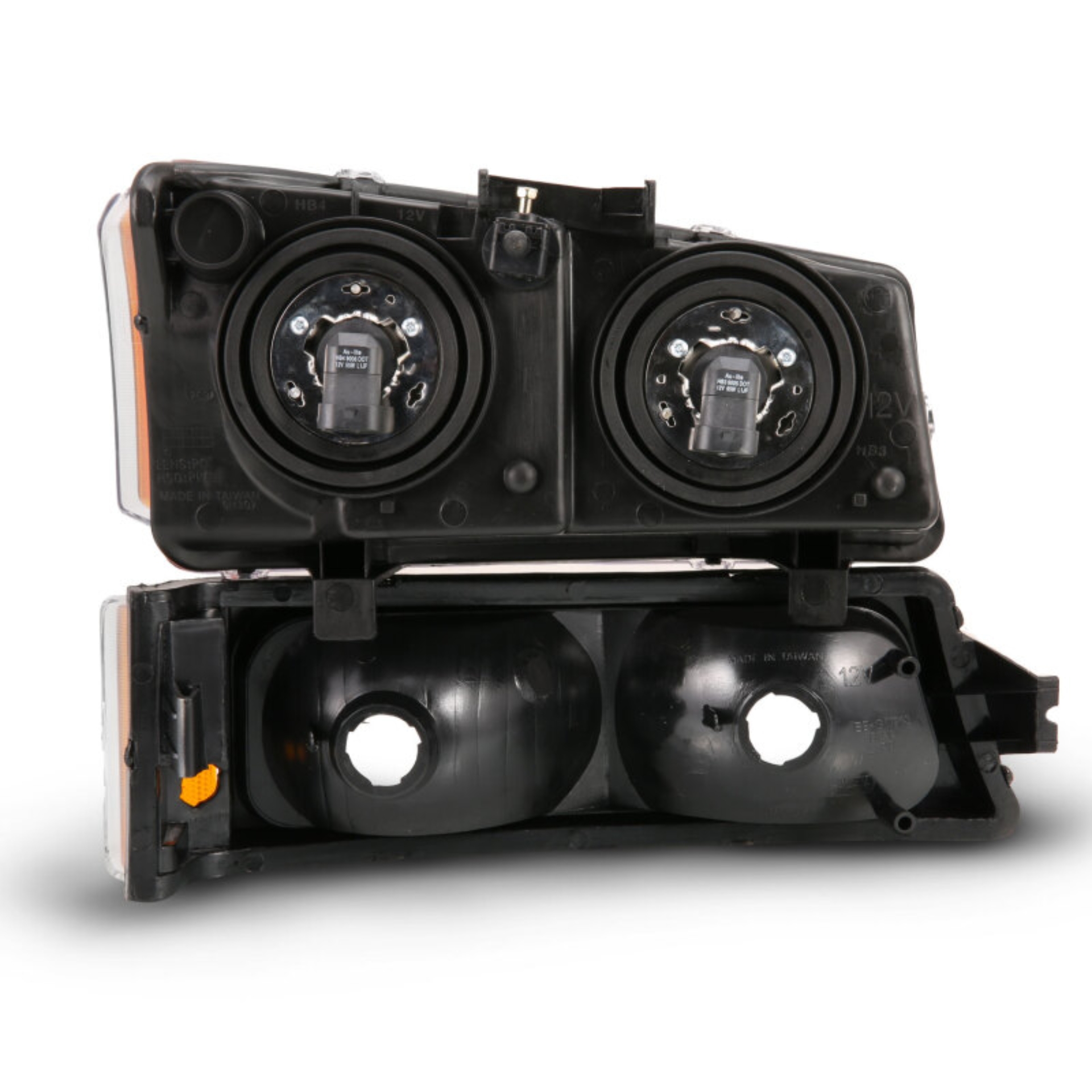 Picture of ANZO 2003-2006 Chevy Silverado Crystal Headlight w/ Signal Light Black Amber (4 pcs)