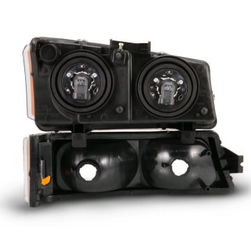 Picture of ANZO 2003-2006 Chevy Silverado Crystal Headlight w/ Signal Light Black Amber (4 pcs)