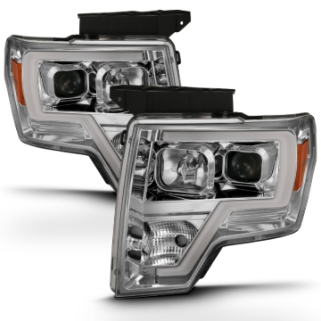 Picture of ANZO 2009-2014 Ford F-150 Projector Headlight Plank Style Chrome Amber