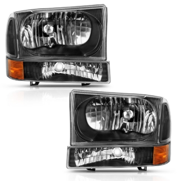 Picture of ANZO 2000-2004 Ford Excursion Crystal Headlight w/ Corner Light Black Amber (w/o Bulb)