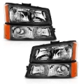 Picture of ANZO 2003-2006 Chevy Silverado Crystal Headlight w/ Signal Light Black Amber (4 pcs)