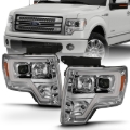 Picture of ANZO 2009-2014 Ford F-150 Projector Headlight Plank Style Chrome Amber