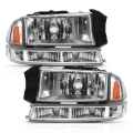 Picture of ANZO 1997-2004 Dodge Dakota Crystal Headlight Set Chrome Amber