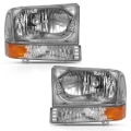 Picture of ANZO 2000-2004 Ford Excursion Crystal Headlight w/ Corner Light Chrome Amber (w/o Bulb)