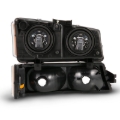 Picture of ANZO 2003-2006 Chevy Silverado Crystal Headlight w/ Signal Light Black Amber (4 pcs)