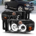 Picture of ANZO 2002-2005 Dodge Ram 1500 Projector Headlights w/ Halo Black Clear Amber