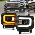 Picture of ANZO GMC SIERRA 1500 14-15 2500H/15-19 Projector Headlight Plank Style Black w/ Switchback (Halogen)