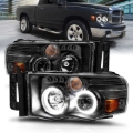 Picture of ANZO 2002-2005 Dodge Ram 1500 Projector Headlights w/ Halo Black Clear Amber