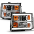 Picture of ANZO 2007-2013 GMC Sierra 1500 Projector Headlight Plank Style Chrome w/ Clear Lens Amber