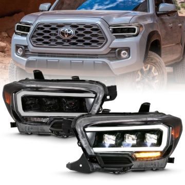 Picture of ANZO 2016-2018 Toyota Tacoma LED Projector Headlights Plank Style Black w/ Amber
