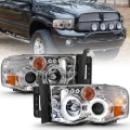 Picture of ANZO 2002-2005 Dodge Ram 1500 Projector Headlights w/ Halo Chrome Clear Amber