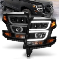 Picture of ANZO 2015-2020 Chevy Tahoe Projector Headlights Plank Style Black w/DRL