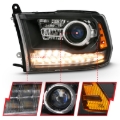 Picture of ANZO 2009-2018 Dodge Ram 1500 Projector Headlights Plank Style Halo w/Switchback Matte Black