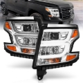 Picture of ANZO 2015-2020 Chevy Tahoe Projector Headlights Plank Style Chrome w/DRL