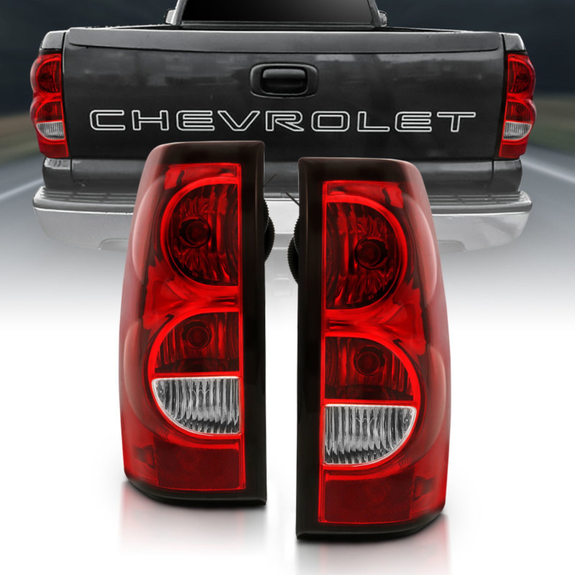Picture of ANZO 2004-2007 Chevy Silverado Taillight Red/Clear Lens w/Black Trim (OE Replacement)