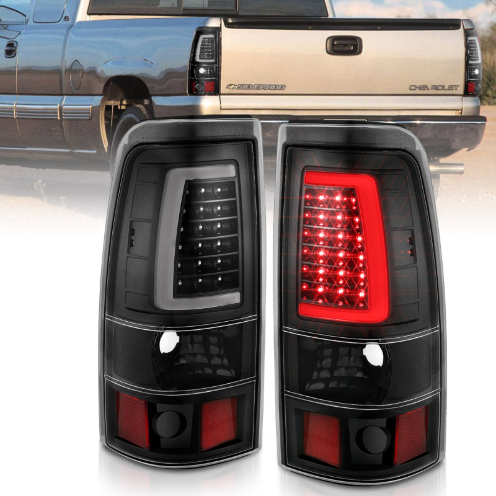 Picture of ANZO 2003-2006 Chevy Silverado 1500 LED Taillights Plank Style Black w/Clear Lens