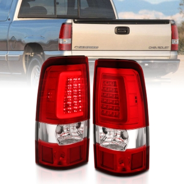 Picture of ANZO 1999-2002 Chevy Silverado 1500 LED Taillights Plank Style Chrome With Red/Clear Lens