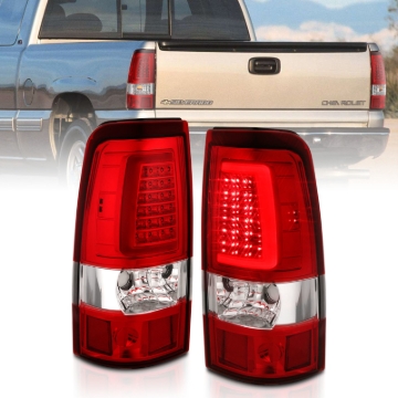 Picture of ANZO 2003-2006 Chevy Silverado 1500 LED Taillights Plank Style Chrome With Red/Clear Lens