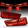 Picture of ANZO 2012-2018 Audi A6 LED Taillight Black Housing Red/Clear Lens 4 pcs (Sequential Signal)